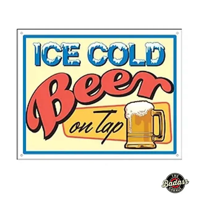 Ice Cold Beer Flat Rectangle Tin Sign