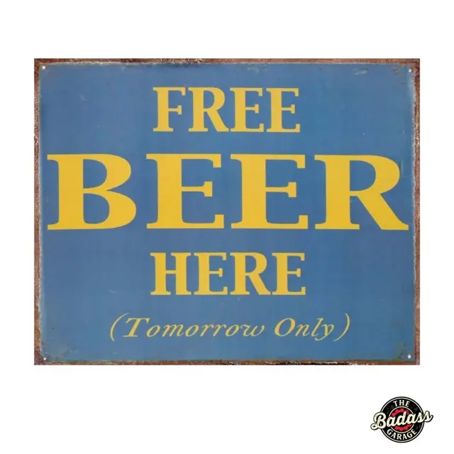Free Beer Here Flat Rectangle Tin Sign