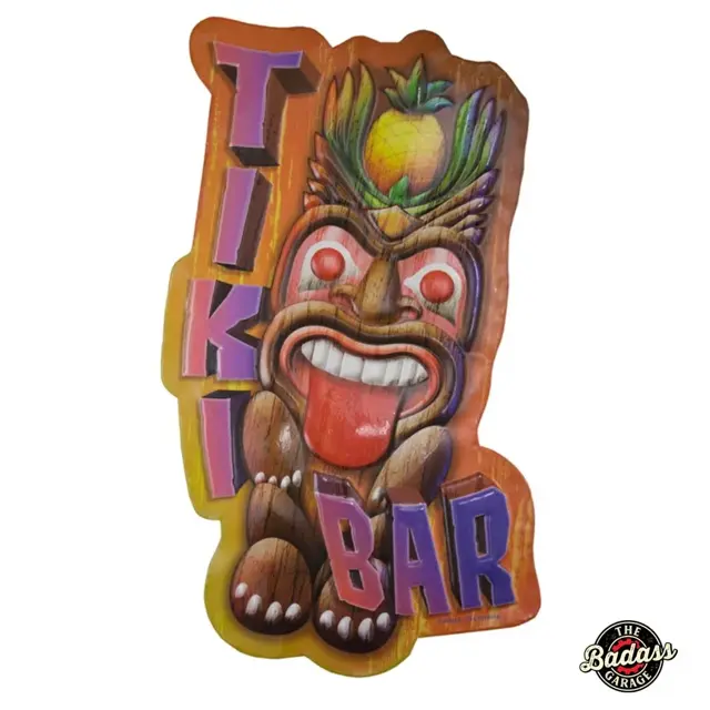 Tiki Lounge Shaped and Embossed Metal Sign