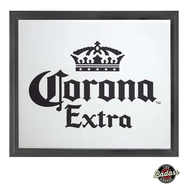 Corona Extra Black Logo 14" Screenprinted Mirror with Black Frame