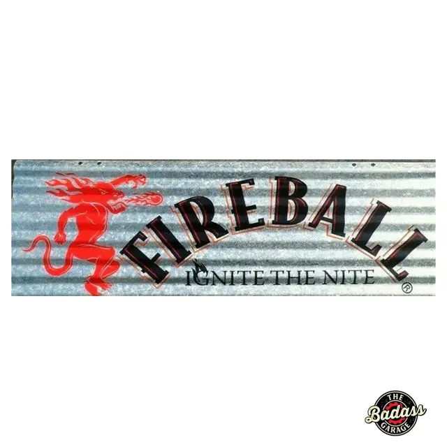 Fireball Corrugated Tin Sign