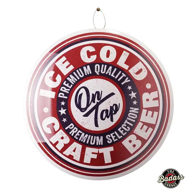 Ice Cold Craft Beer Domed Metal Sign