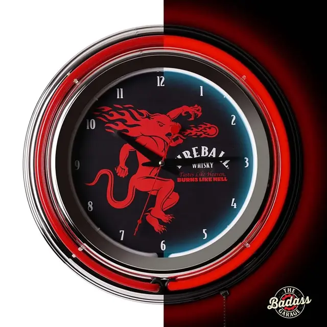 Fireball Whiskey Neon Clock