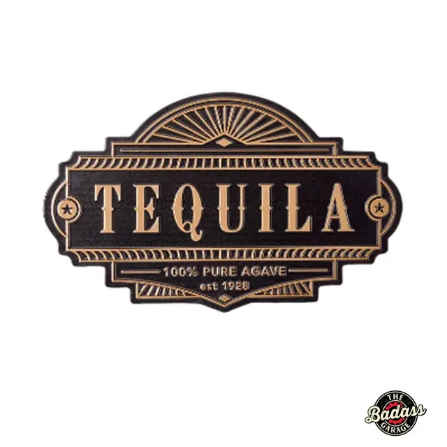 Tequila Shaped And Embossed Metal Sign