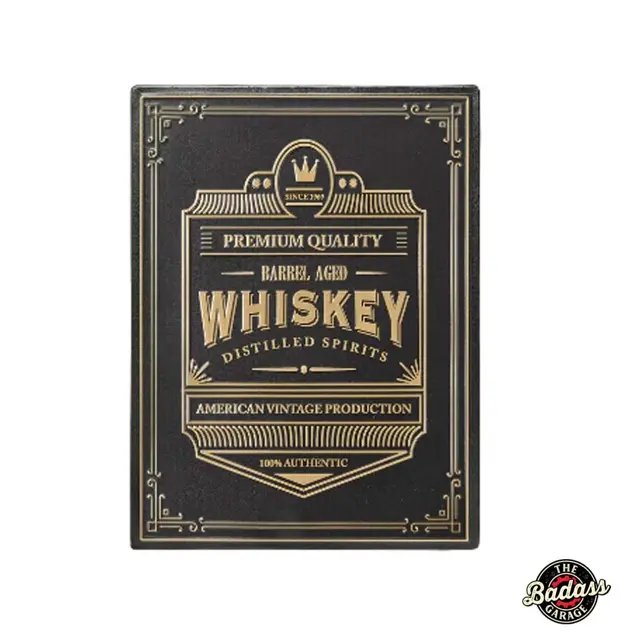Whiskey Shaped And Embossed Metal Sign