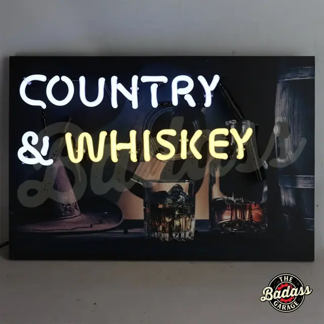 Junior Country & Whiskey Neon Sign With Backing