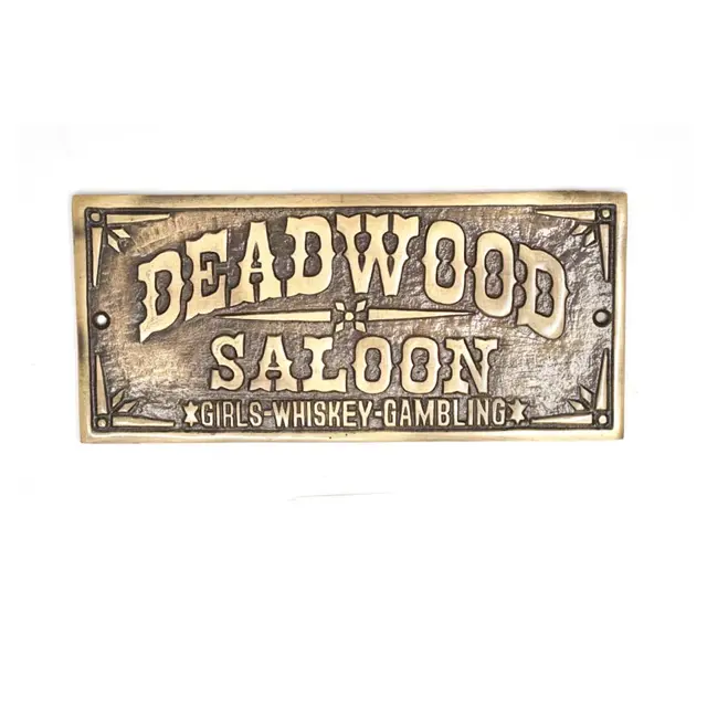 Deadwood Saloon Aluminum with Brass Antique Finish Plaque