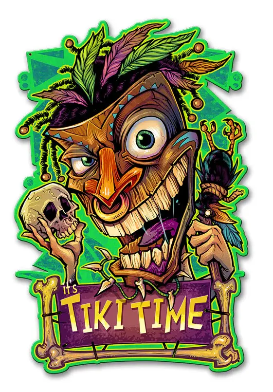 Tiki Time Plasma Cut Steel Sign 19"x12"