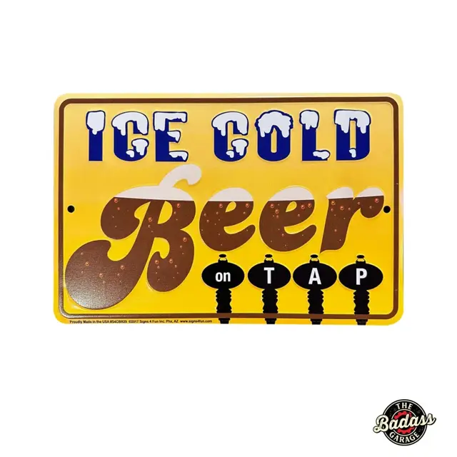 Ice Cold Beer Embossed Tin Small Parking Sign