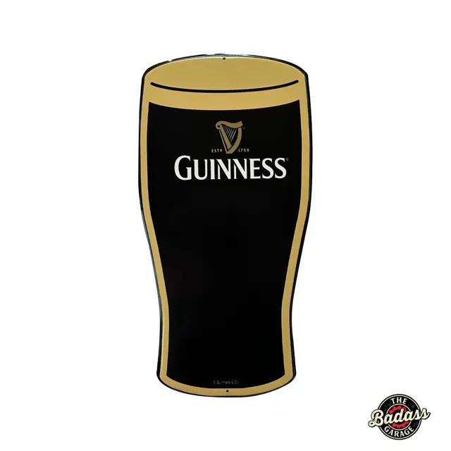 Guinness Pint Glass Die Cut Embossed Tin Sign
