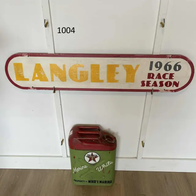 Langley 1966 Race Season Hand Painted Wood Sign