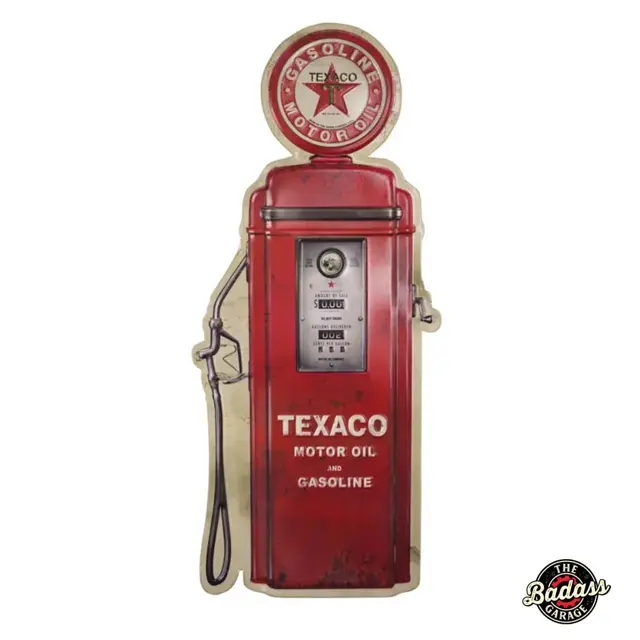 Vintage Texaco Gas Pump Shaped and Embossed Metal Sign