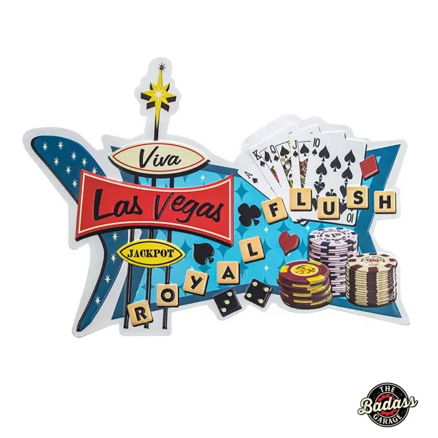 Viva Las Vegas Shaped and Embossed Metal Sign