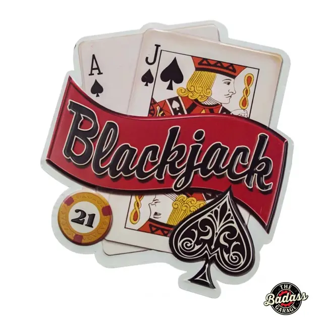 Blackjack Shaped and Embossed Metal Sign