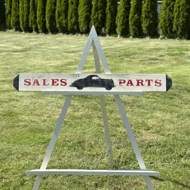 Sales & Parts Hand Painted Wood Sign