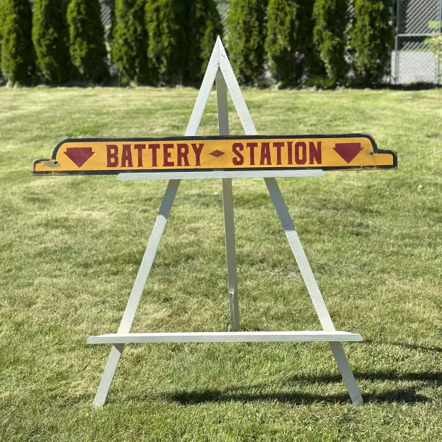 Battery Station Hand Painted Wood Sign
