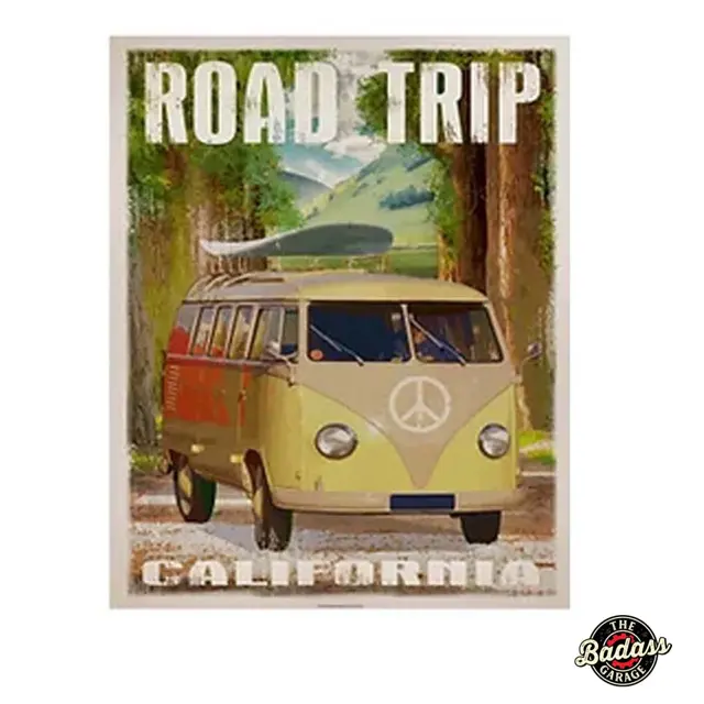 Road Trip California Flat Rectangle Tin Sign