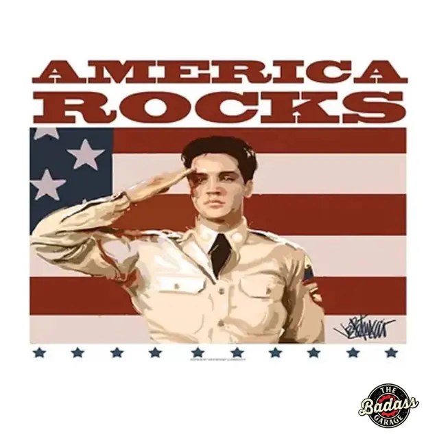 America Rocks Elvis Flat Rectangle Tin Sign