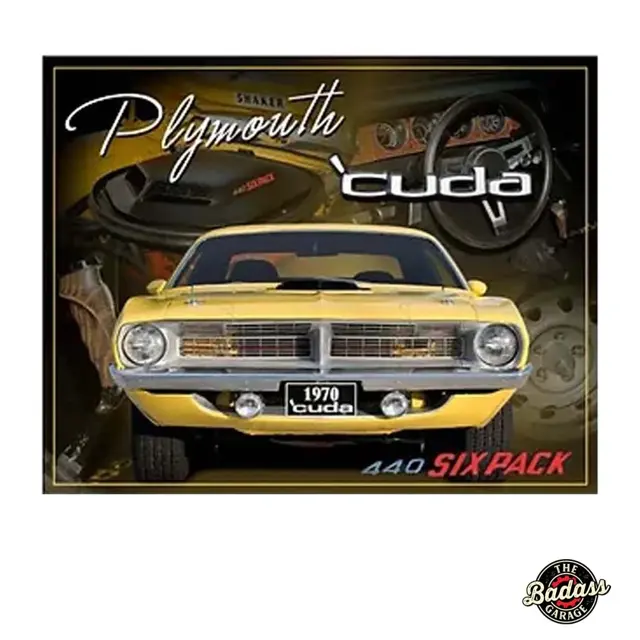 Plymouth 'cuda 440 Six Pack Flat Rectangle Tin Sign