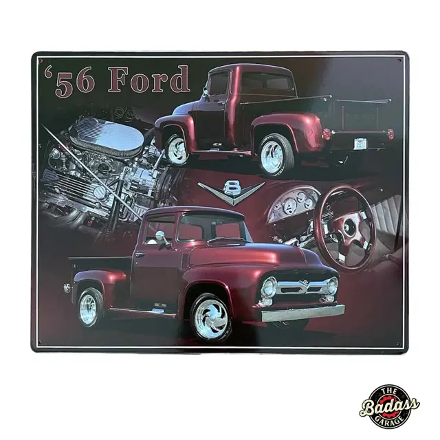1956 Ford V8 Pickup Flat Rectangle Tin Sign