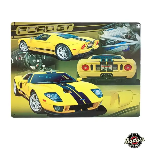 Ford GT Yellow Flat Rectangle Tin Sign