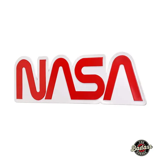 Nasa "Worm" Logo Shaped and Embossed Metal Sign
