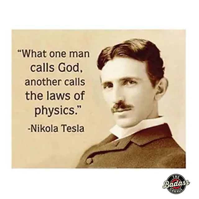 What one man calls GOD another calls Physics. Nikola Tesla Flat Rectangle Tin sign