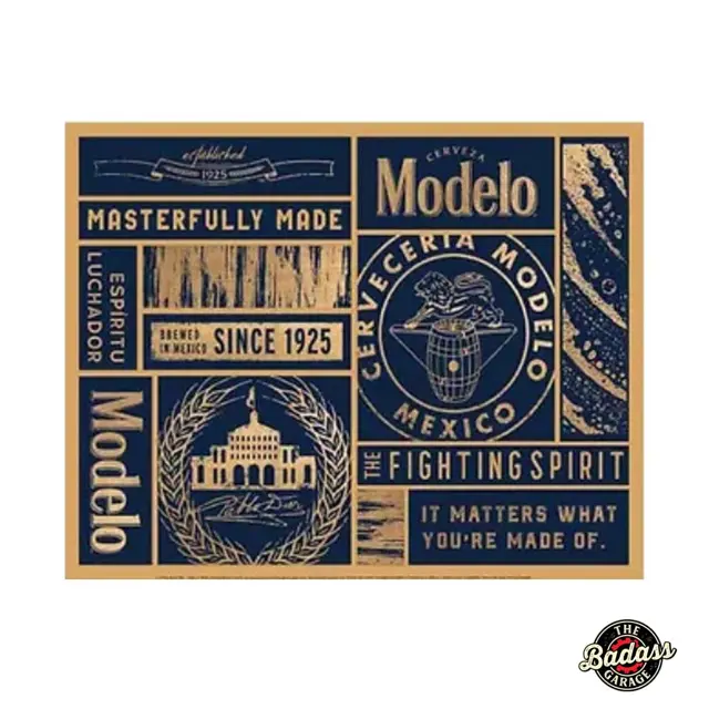 Modelo Gold Collage Flat Rectangle Tin Sign