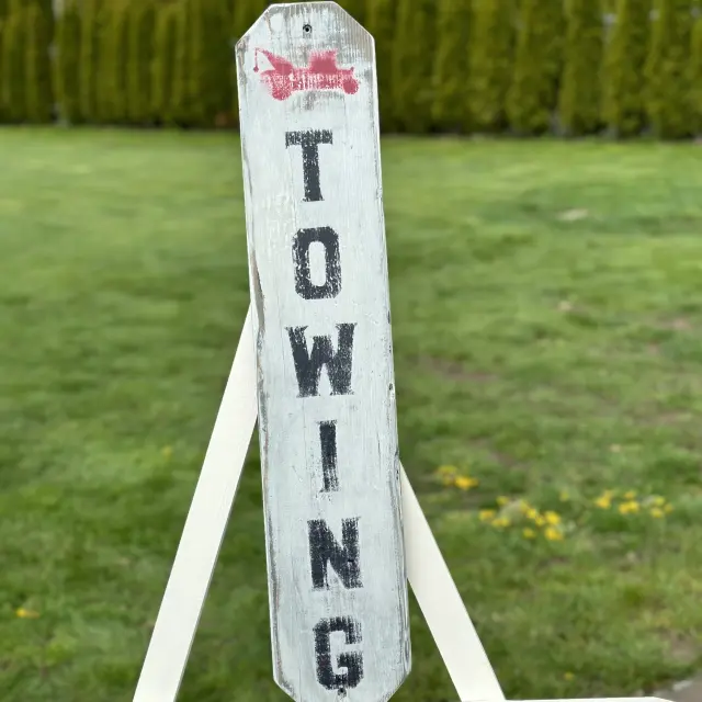 Towing Sign Hand Painted Wood Sign