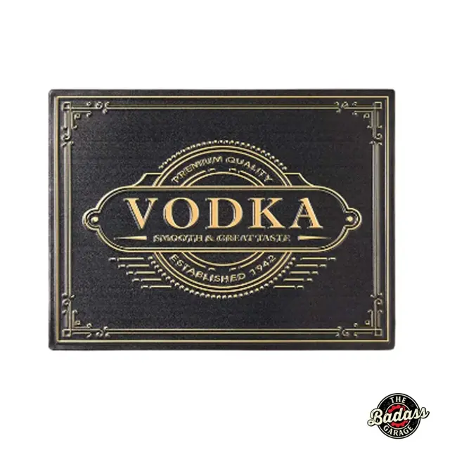 Vodka Shaped And Embossed Metal Sign