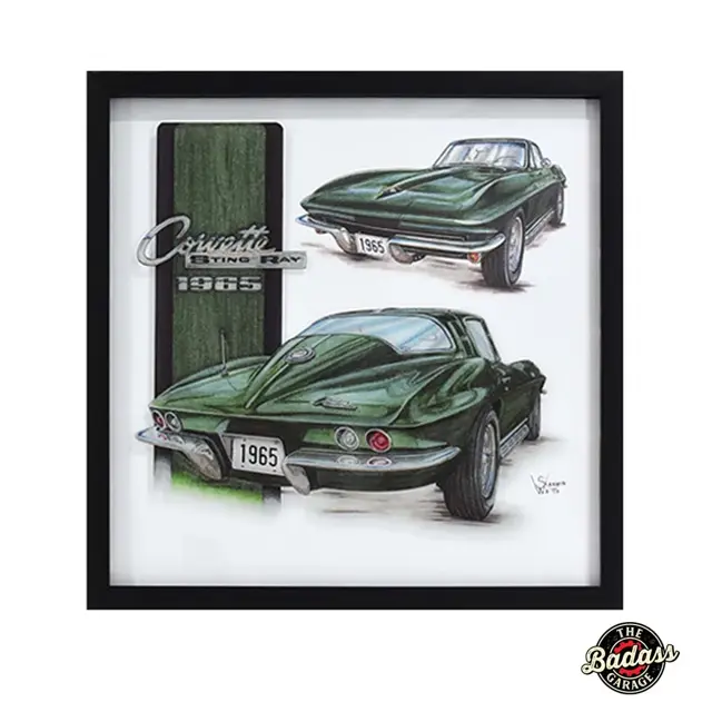 Corvette Stingray 16"x16" -.75" Screen Printed Shadowbox