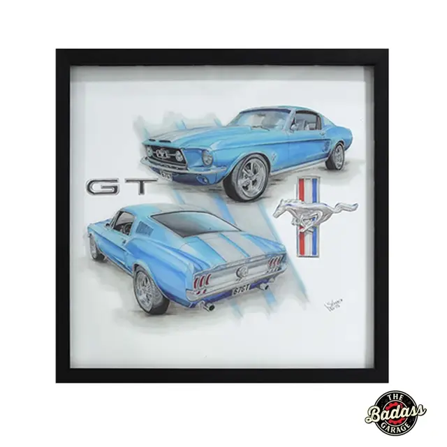 GT Mustang 16"x16" -.75" Screen Printed Shadowbox