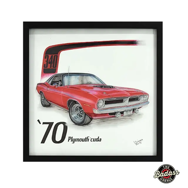 Plymouth 'Cuda 16"x16" -.75" Screen Printed Shadowbox