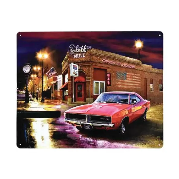 Downtown Flat Rectangle Tin Sign