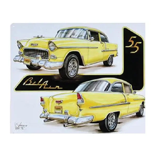 1955 Yellow Bel Air Flat Rectangle Tin Sign