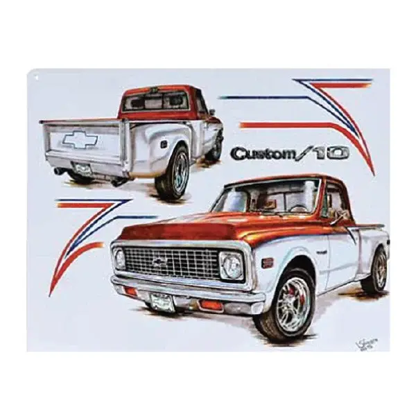 Chevy Custom C-10 Flat Rectangle Tin Sign
