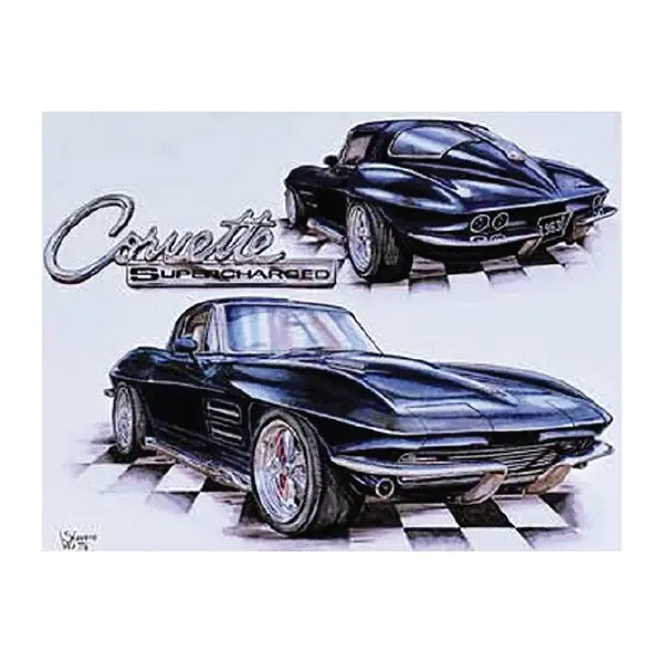 1963 Corvette Flat Rectangle Tin Sign