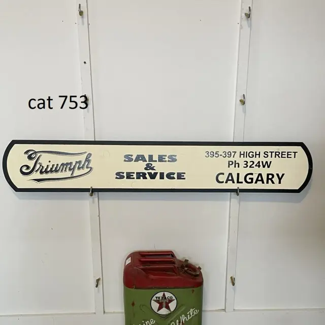 Triumph Calgary Black White Hand Painted Wood Sign