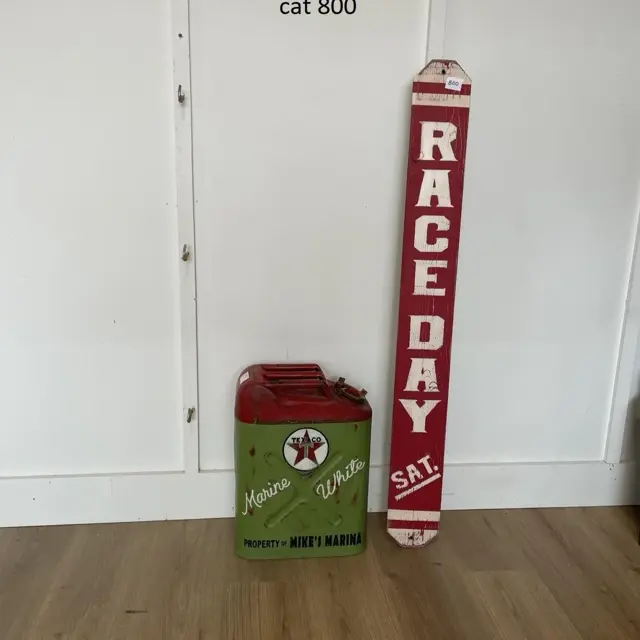 Red Race Day Hand Painted Wood Sign - Red & White