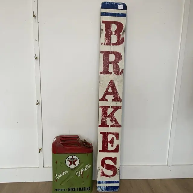 Brakes Hand Painted Wood Sign - Esso Blue & Red