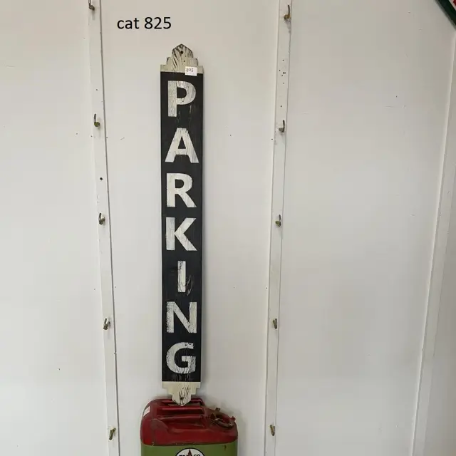 Art Deco Parking Hand Painted Wood Sign - Black & White