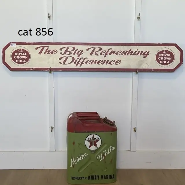 Royal Crown RC Cola Hand Painted Wood Sign - Red And White