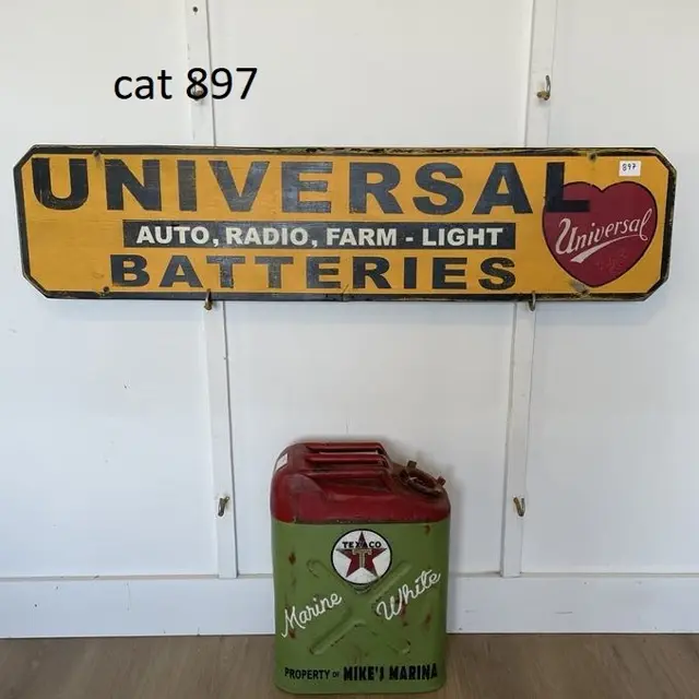 Universal Batteries Hand Painted Wood Sign