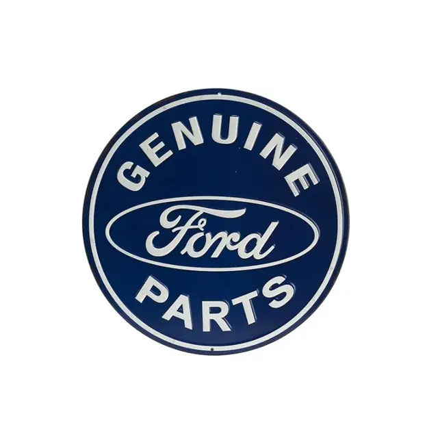 Ford Genuine Parts 12" Round Embossed Metal Sign - Blue