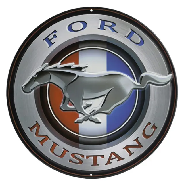Ford Mustang Round Embossed Metal Sign