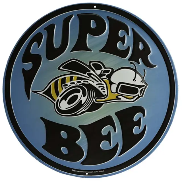 Dodge Super Bee 12" Round Embossed Metal Sign - Metallic