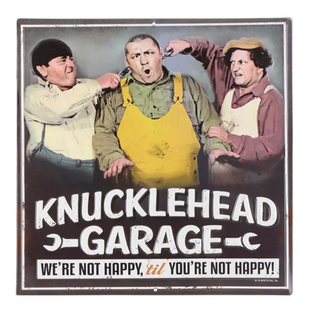 The Three Stooges Knucklehead Garage Embossed Metal Sign