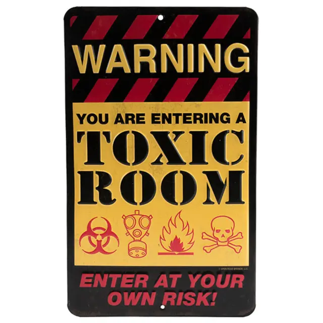 Warning Toxic Room Embossed Metal Sign