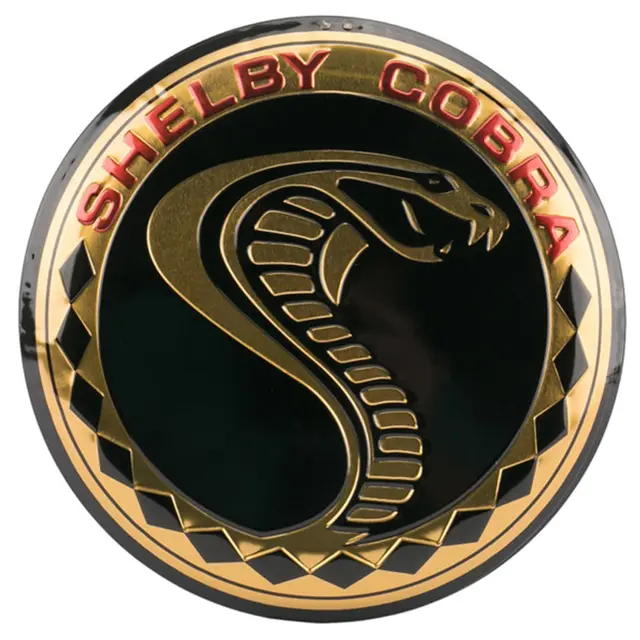 Shelby Cobra 12" Round Embossed Metal Button Sign - Gold and Black with Snake