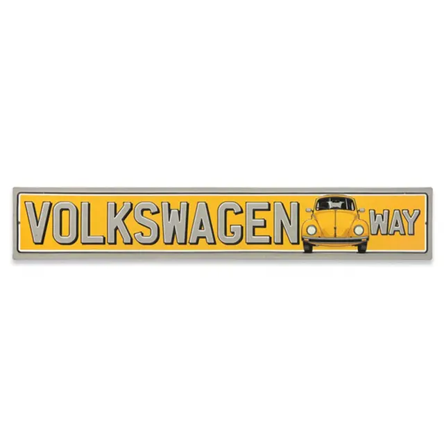 Volkswagen Way 20" Embossed Metal Street Sign - Yellow with Bug